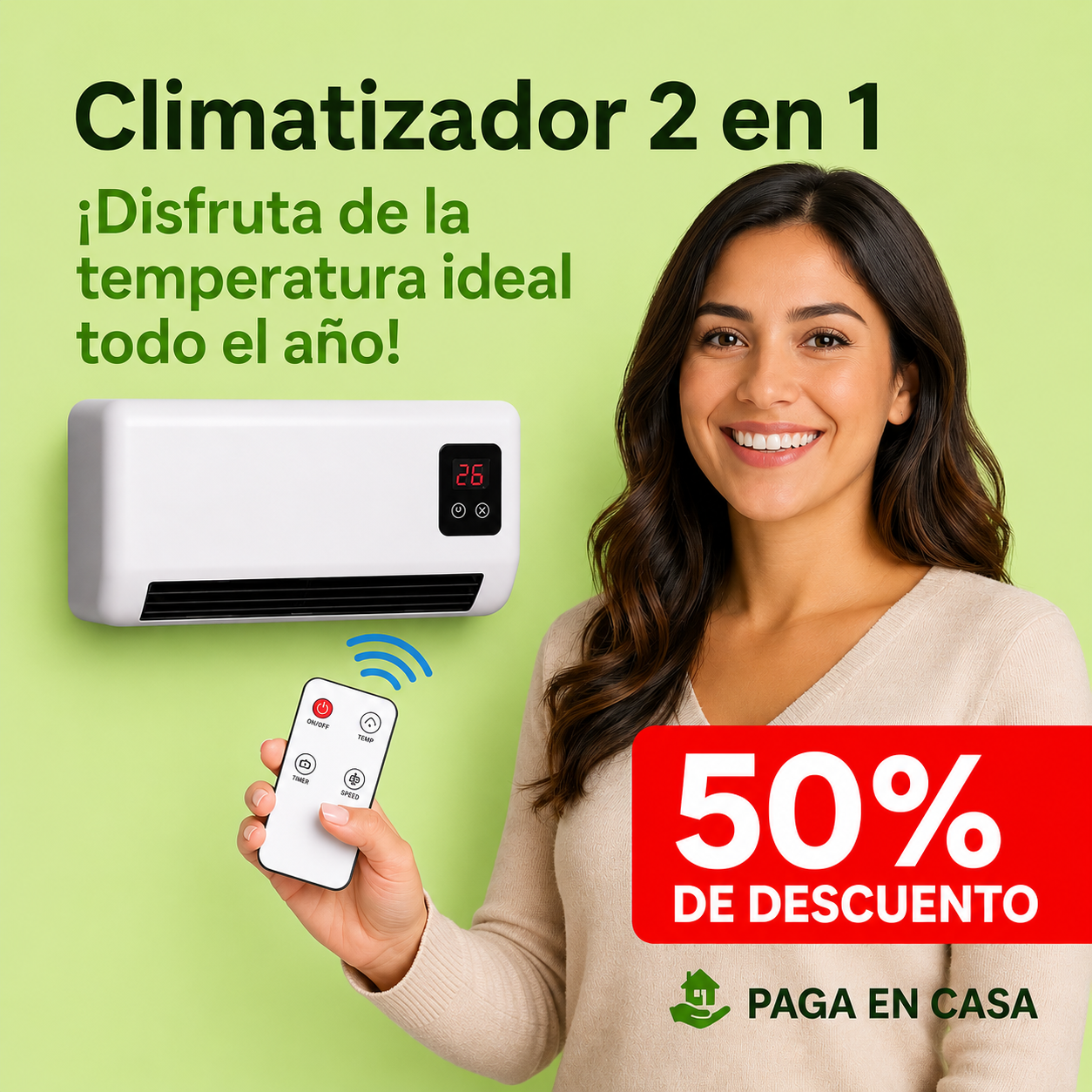 Calefactor 2 en 1 Calienta tu Pieza en 5 minutos