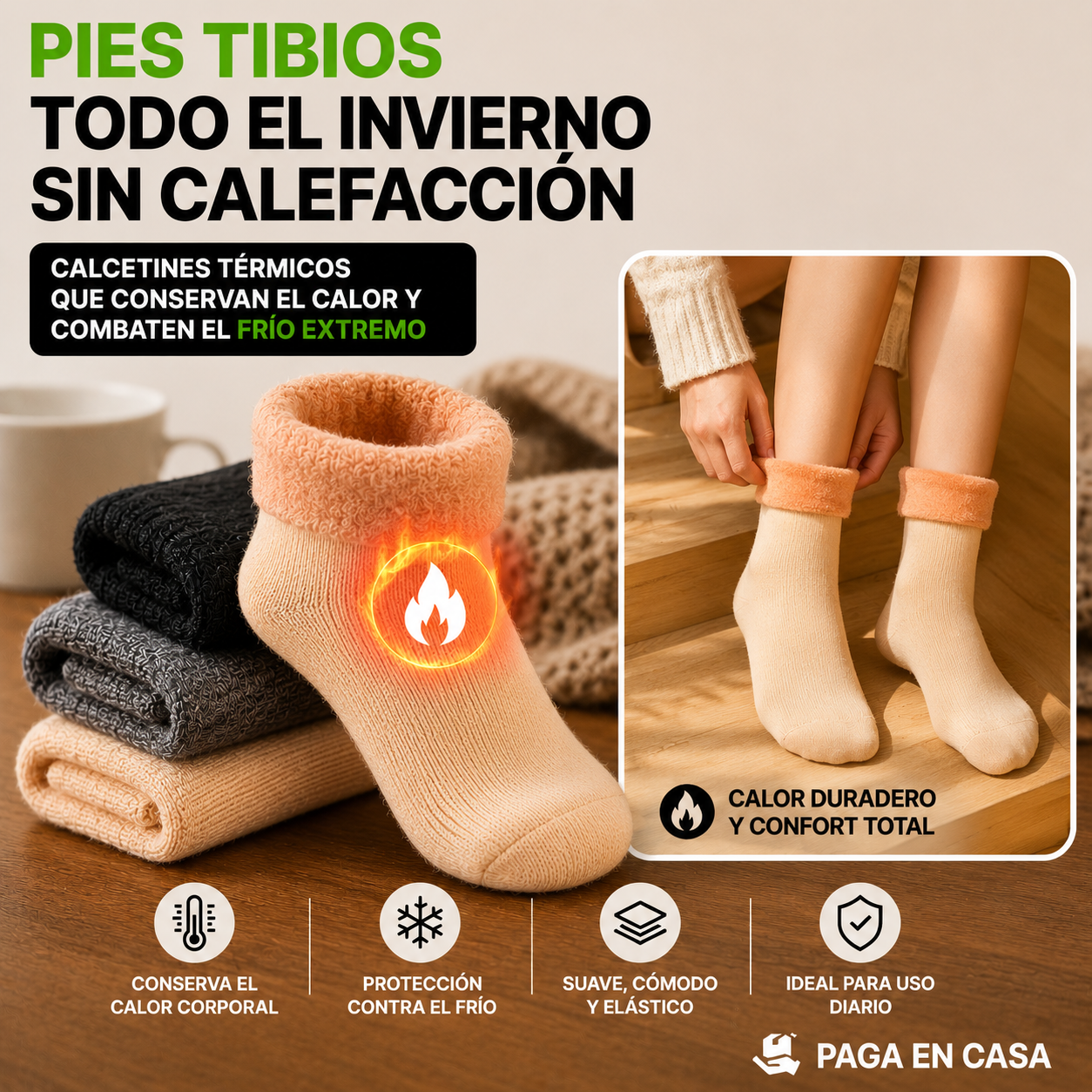 Calcetines Térmicos Forro Polar — Abrigan de Verdad, Talla Única del 30 al 44